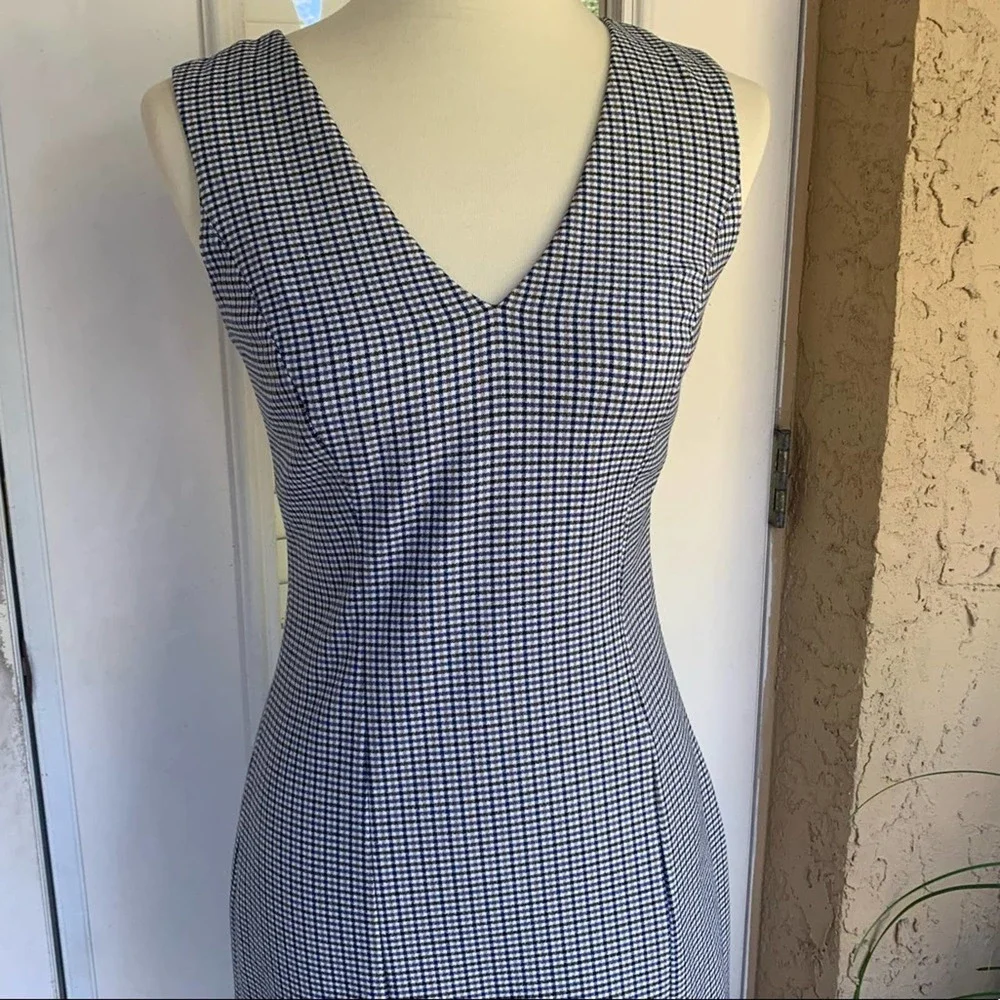 Banana Republic Gingham Sleeveless Dress Navy - Picture 3 of 6